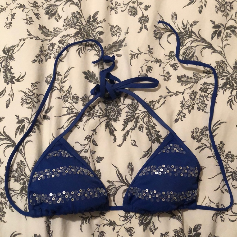Gully hicks blue sequin swim triangle bikini top